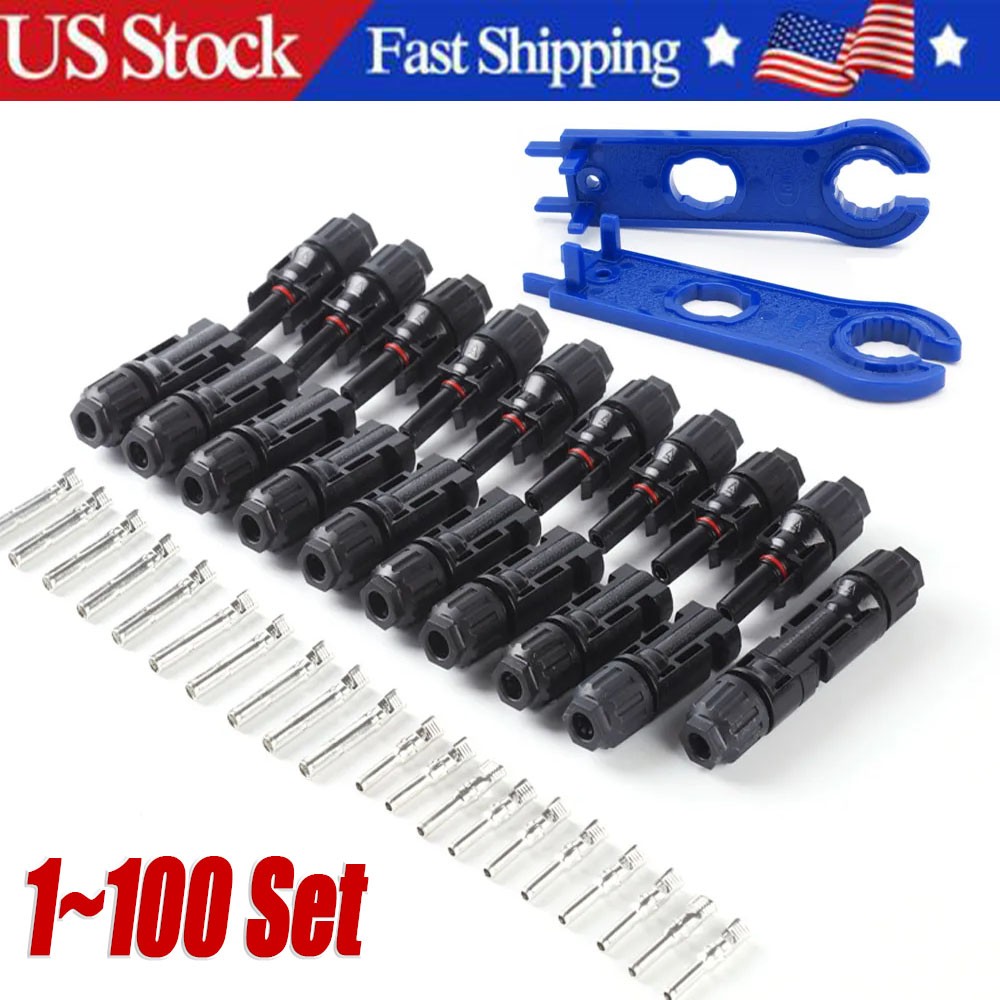 1-100Set  Male Female Wire Cable Connector Set Solar Panel Waterproof Connector