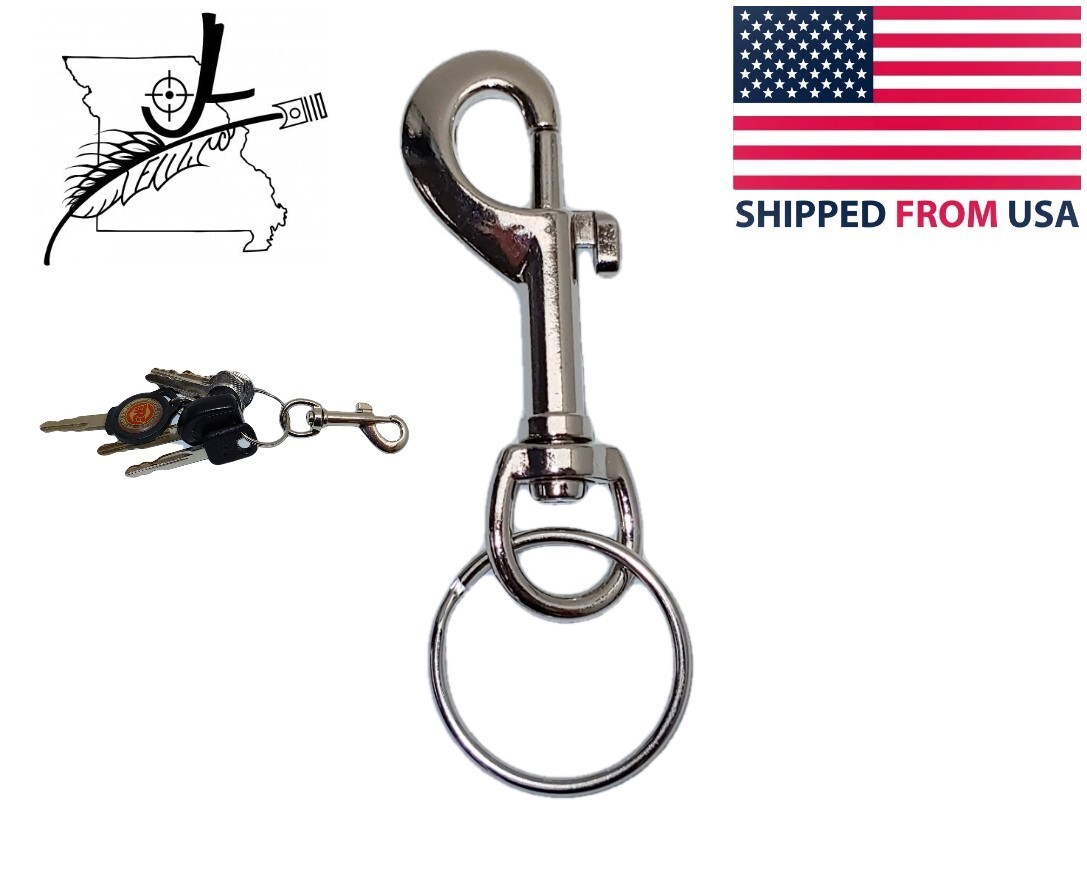 Metal Snap Hook With Ring Keychain Clip Swivel Head Chrome 3" Hooks Belt Loop