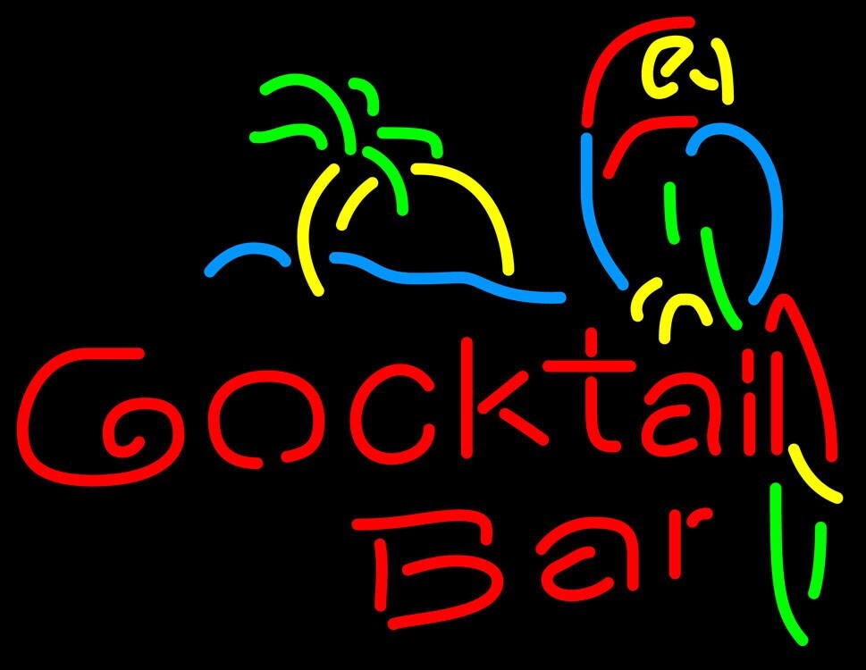 10" Vivid Cocktail Bar Parrot Palm Tree LED Neon Sign Light Lamp Beer Wall Decor