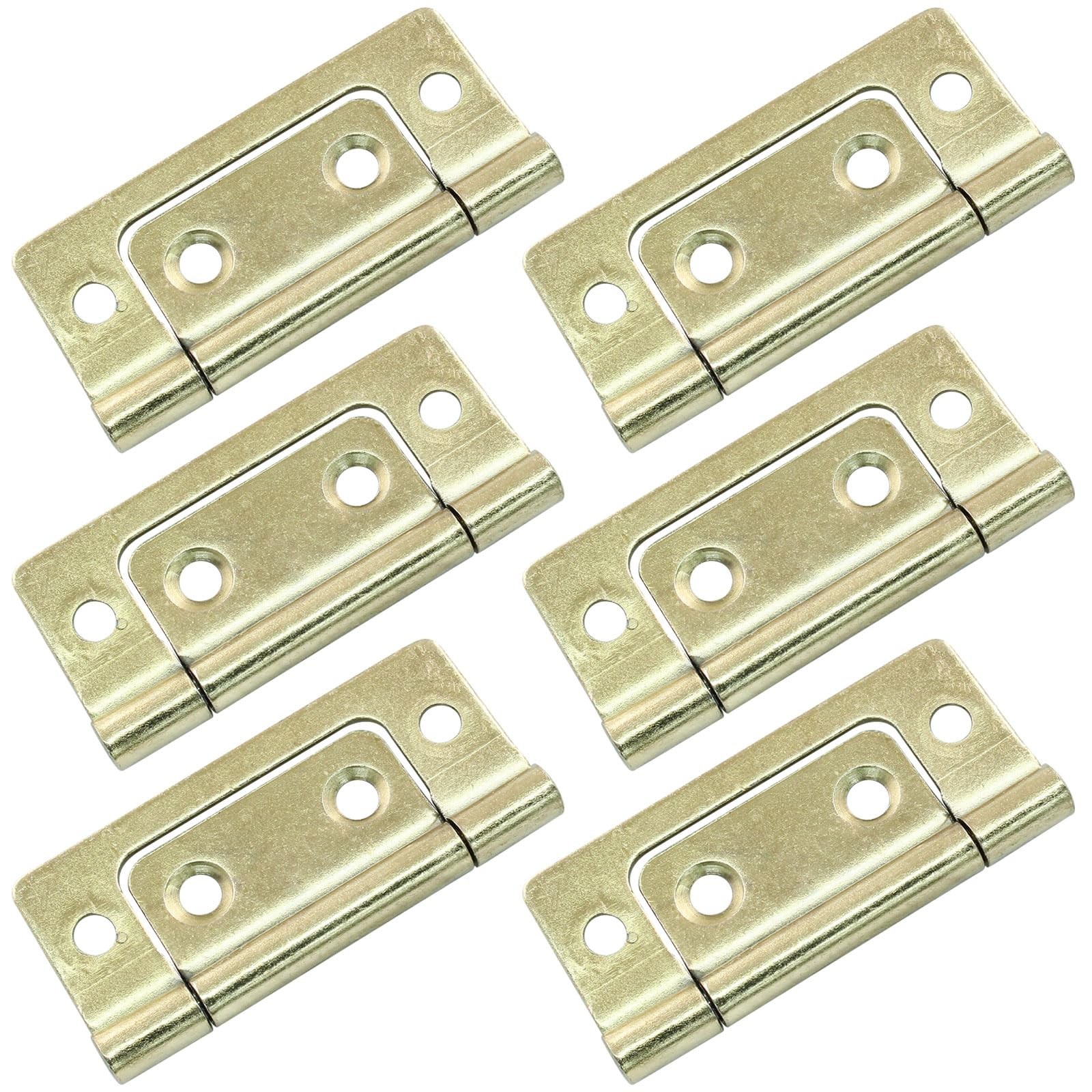 Non Mortise Hinges 6 Pack 2 Inch Gold Door Chest Box Cabinet Furniture Screw