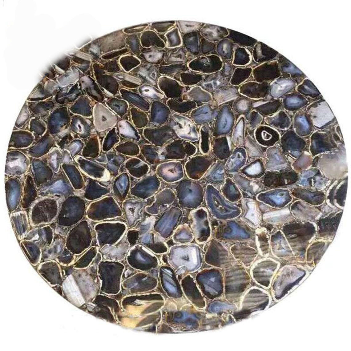Natural Wild Agate Round Coffee Dining Table Top handmade Collectable Interior