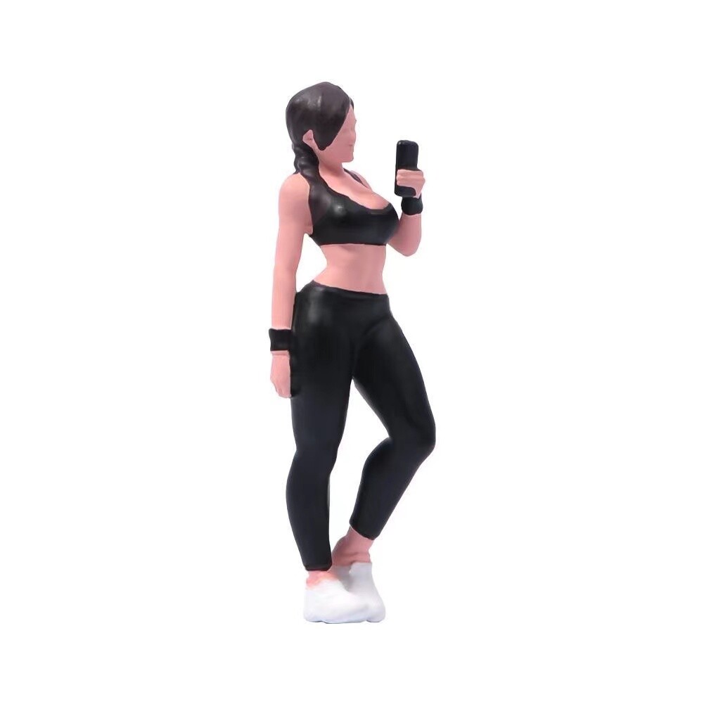 1:64 Painted Figure Model Miniature Resin Diorama Sand Gym Fitness Girl Sport