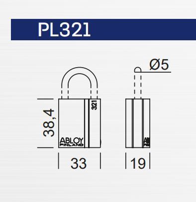 Abloy PL321/50T Padlock, Keyed Different Protec2 with 2 Keys