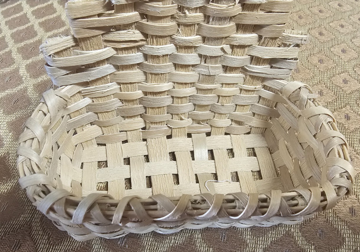 tiny handmade hanging basket 3 1/2"T x 4"x 2 1/8" collectable unique