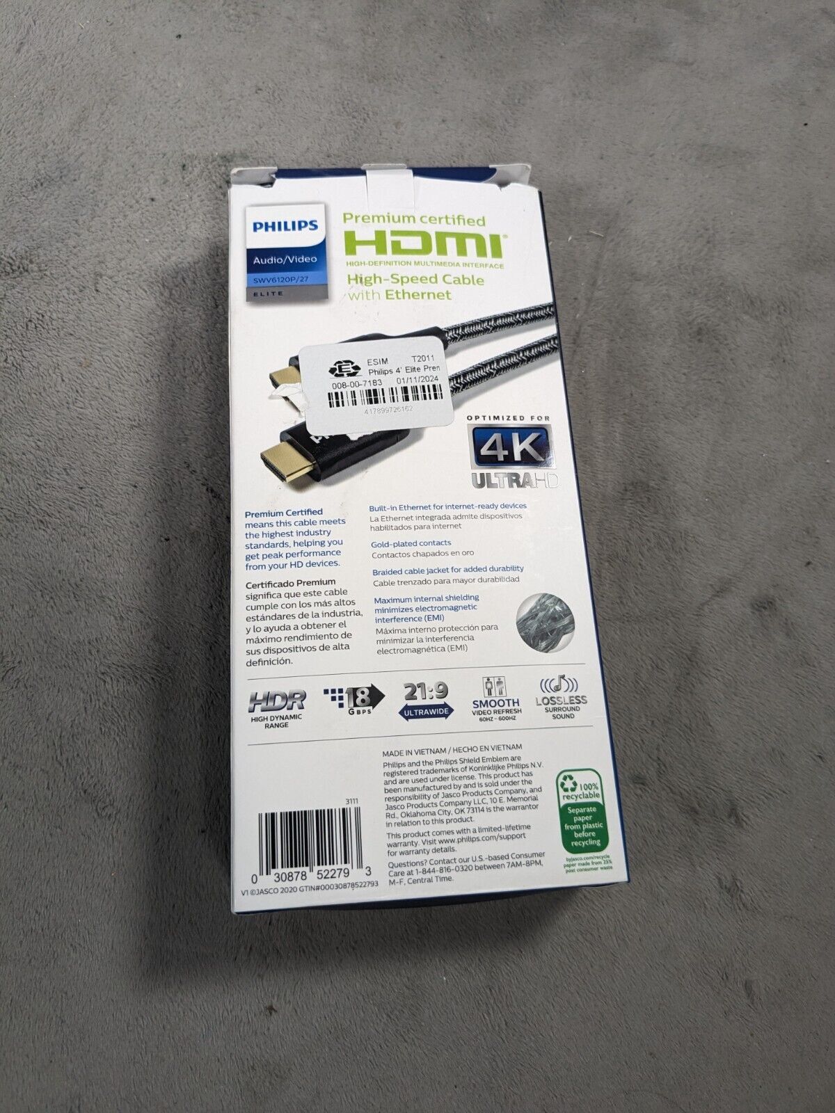 Philips 4ft Premium High Speed HDMI Elite Cable with Ethernet