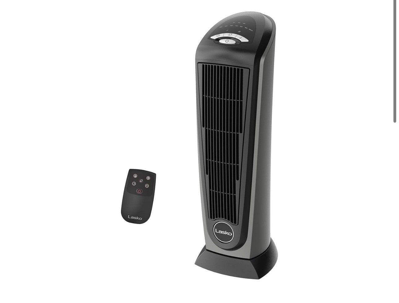 Lasko Oscillating Ceramic Tower Space Heater with Remote Control, 751320, Black