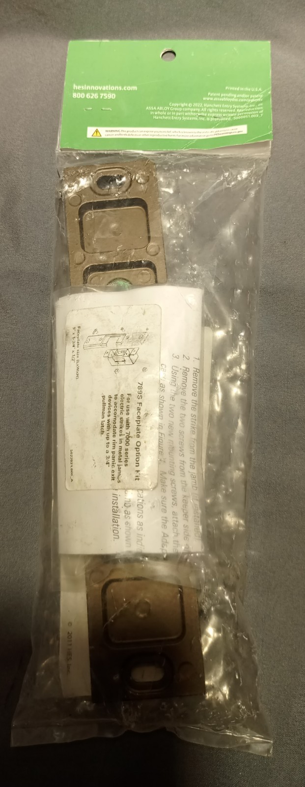 H. E. S. Assa Abloy 789S-613E 7000 Faceplate