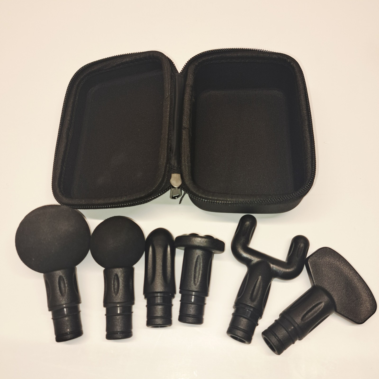 Sharper Image Massage Gun Attachments 6pc Set w/ Case Black Replacement Heads VG