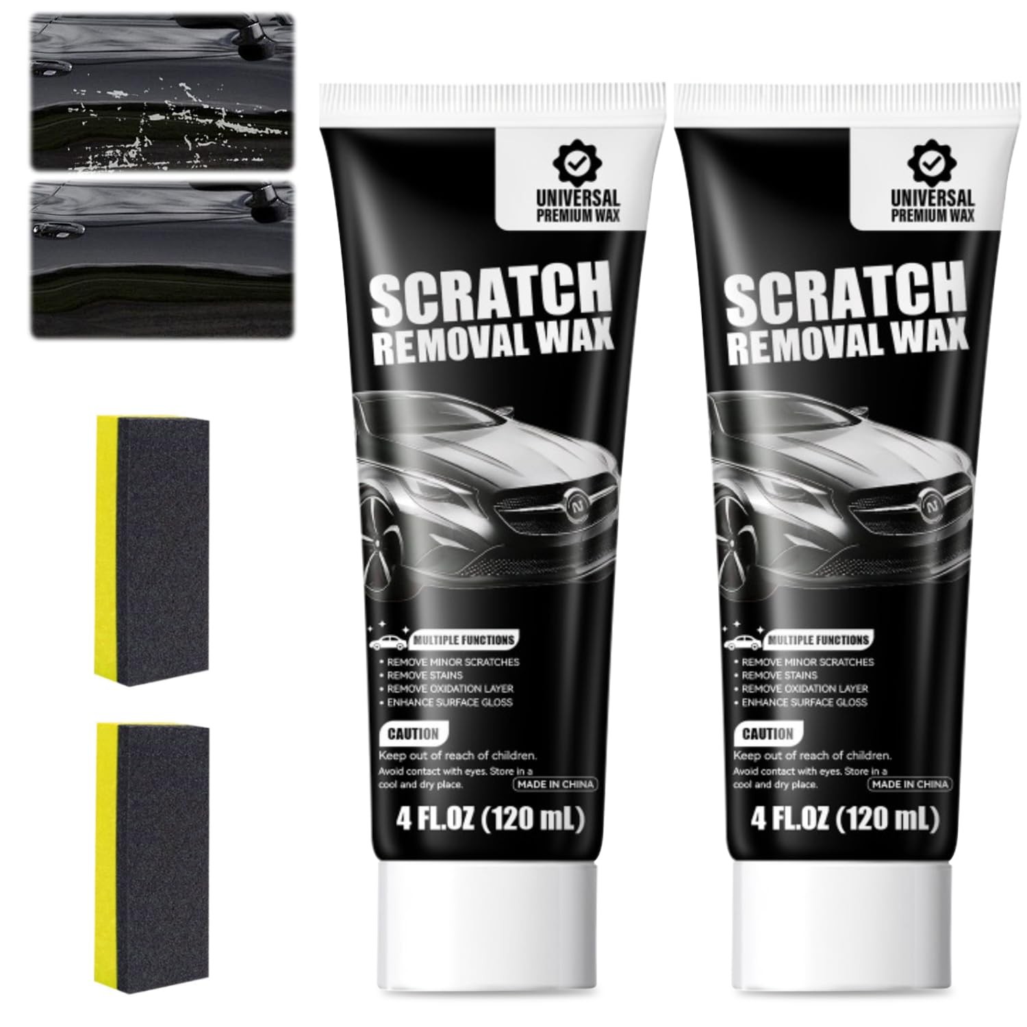 2Pcs Car Scratch Remover Wax, Universal Premium Polishing Compound for Deep S...