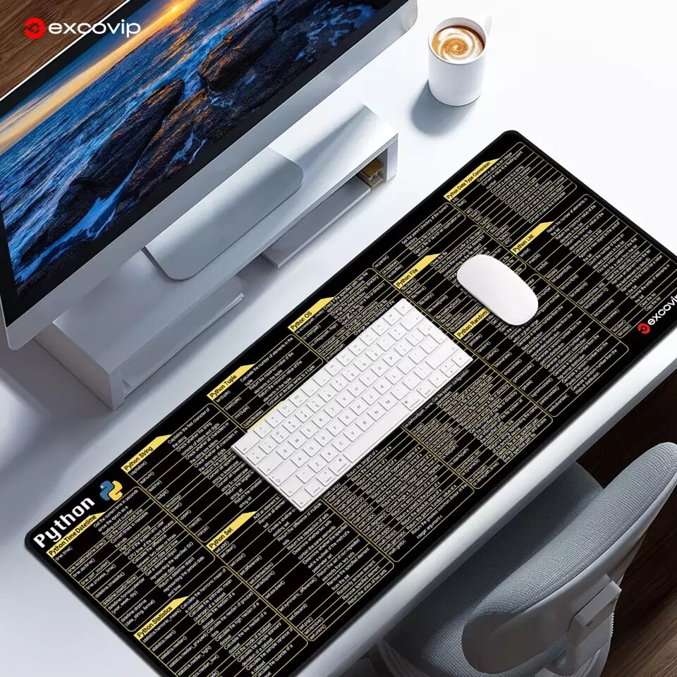 EXCO Python Programming Mouse Pad, Large Shortcuts, Keyboard-