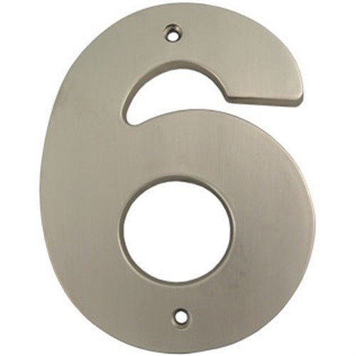 Contemporary House Numbeer, #6, 5 Inches, Satin Nickel by Stone Harbor Hardware