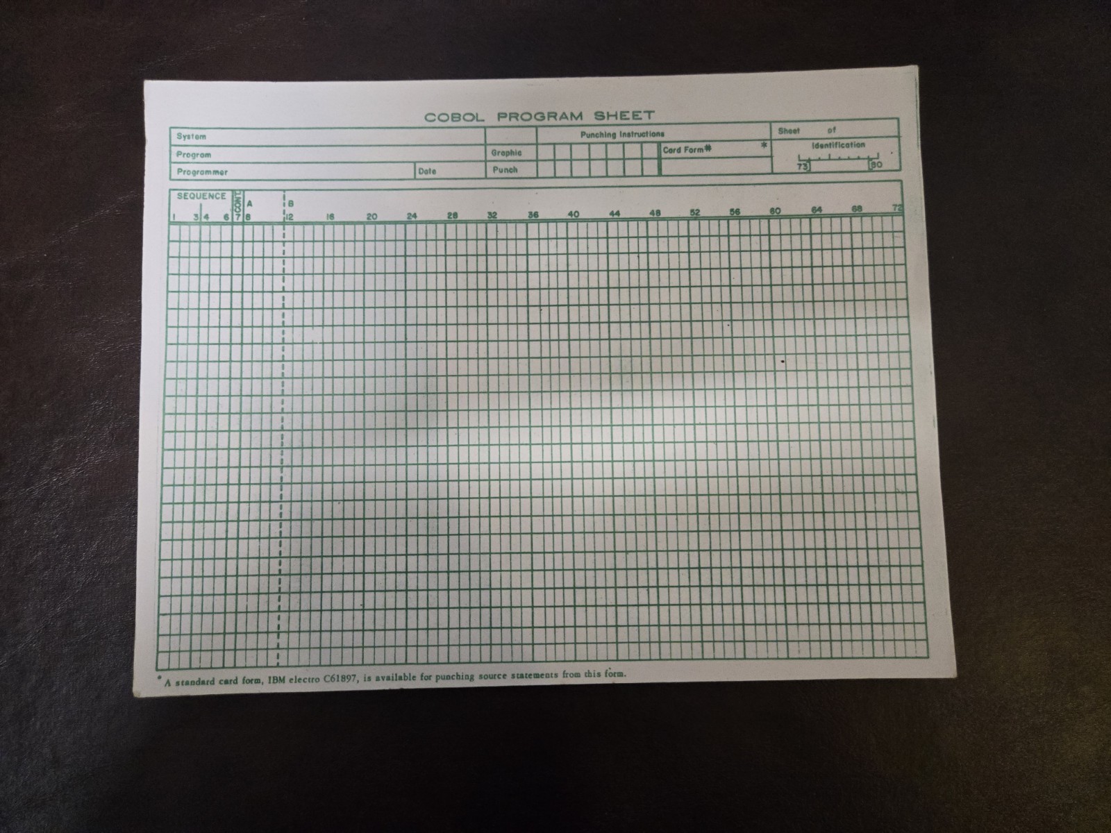 IBM Cobol Coding Form Program Sheet Pack Vintage