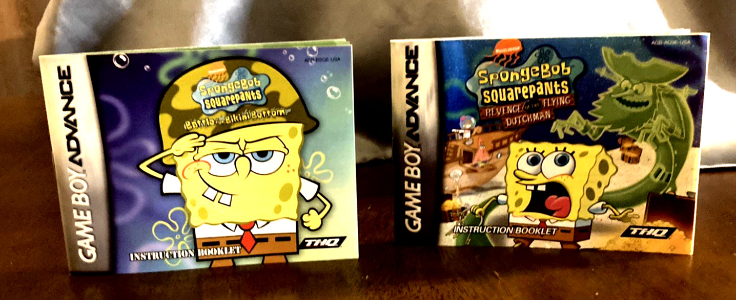 SET OF 5 SpongeBob Gameboy Advance Instruction Booklets Inserts Posters Points