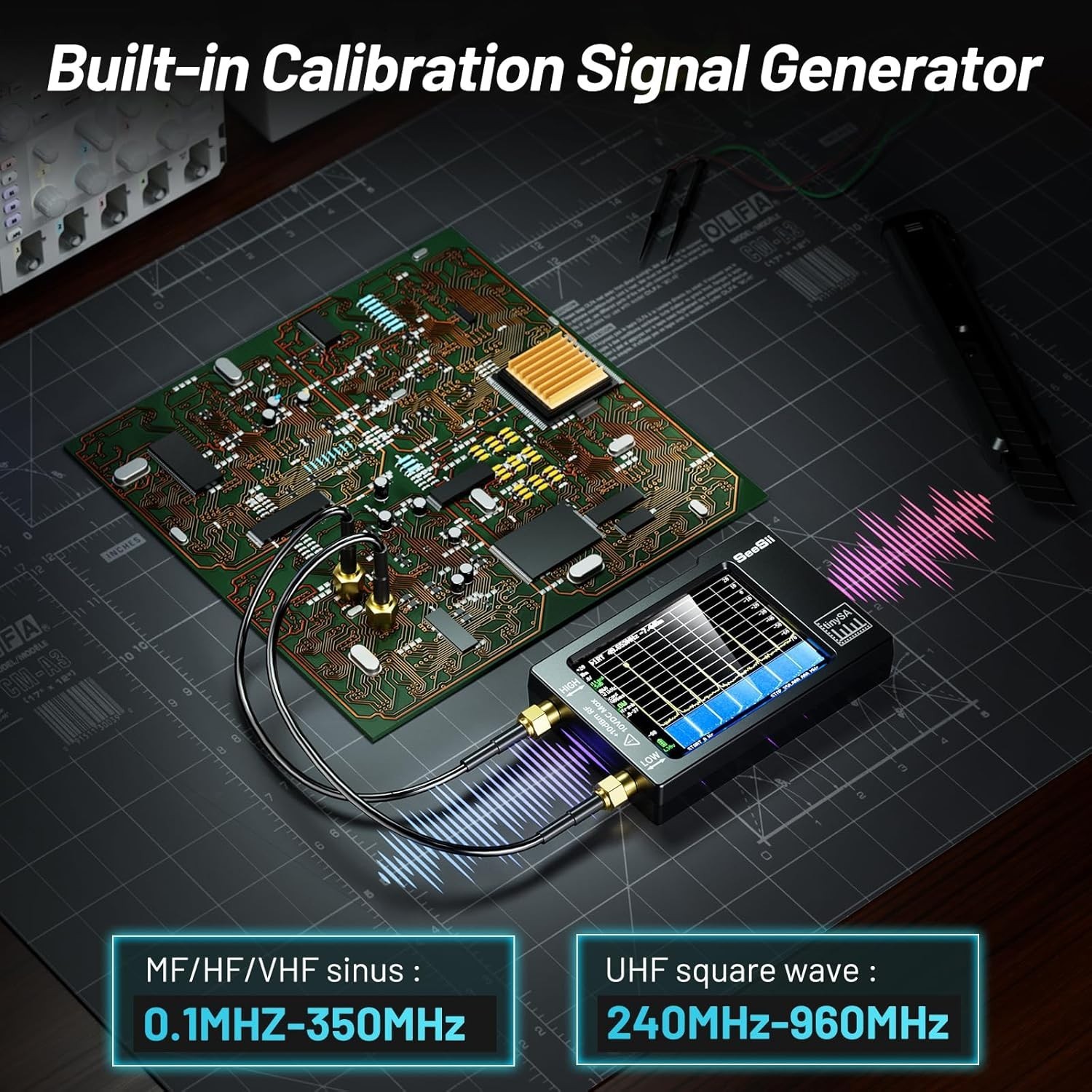 Advanced Spectrum Analyzer with Calibration Signal Generator and Touch Display