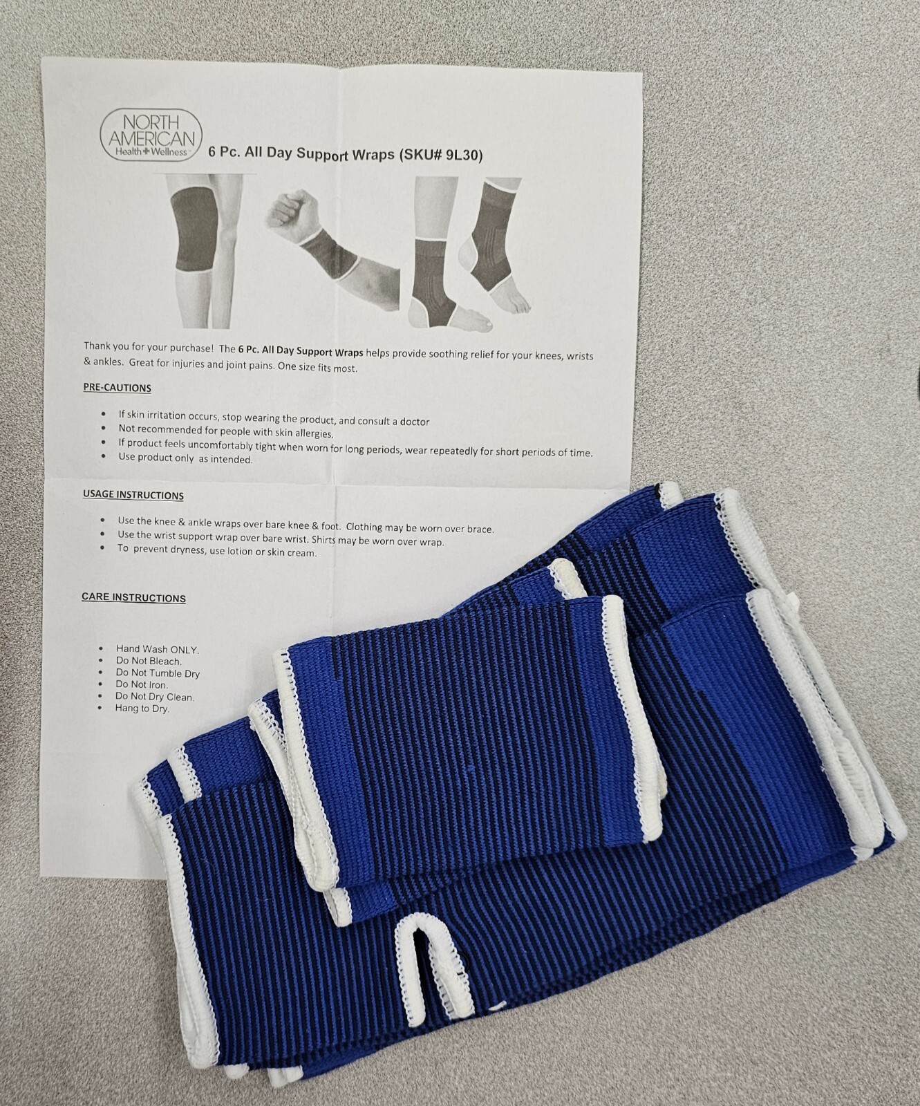 6-Pc. All Day Support Wraps for Knees, Ankles, Wrists