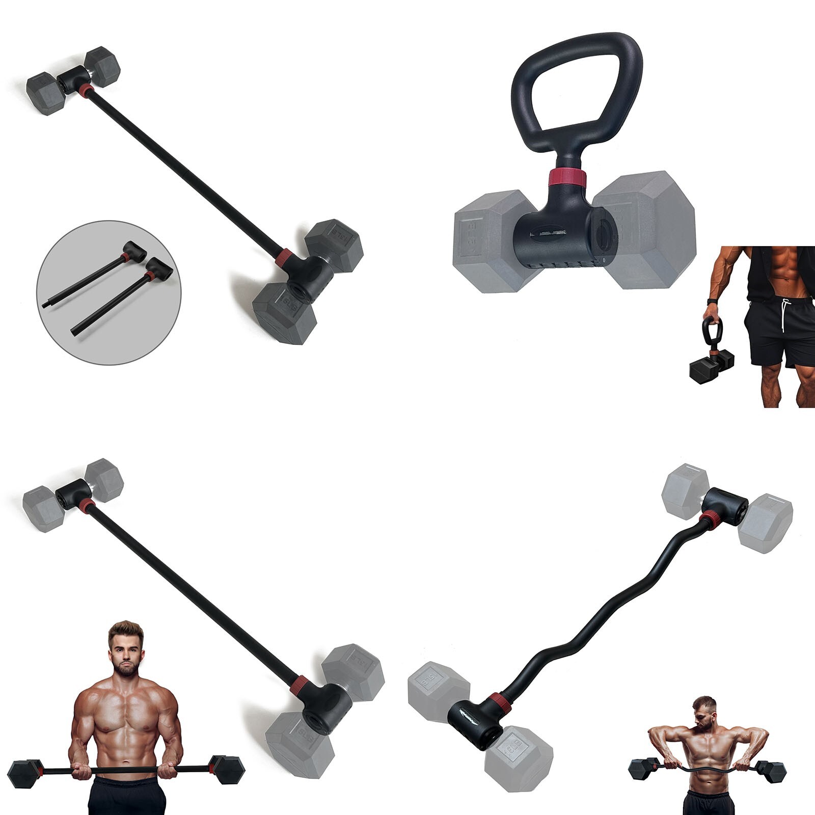 Adjustable Weight Capacitry Bar Convert to Dumbbell Barbell Convert Set For Gym
