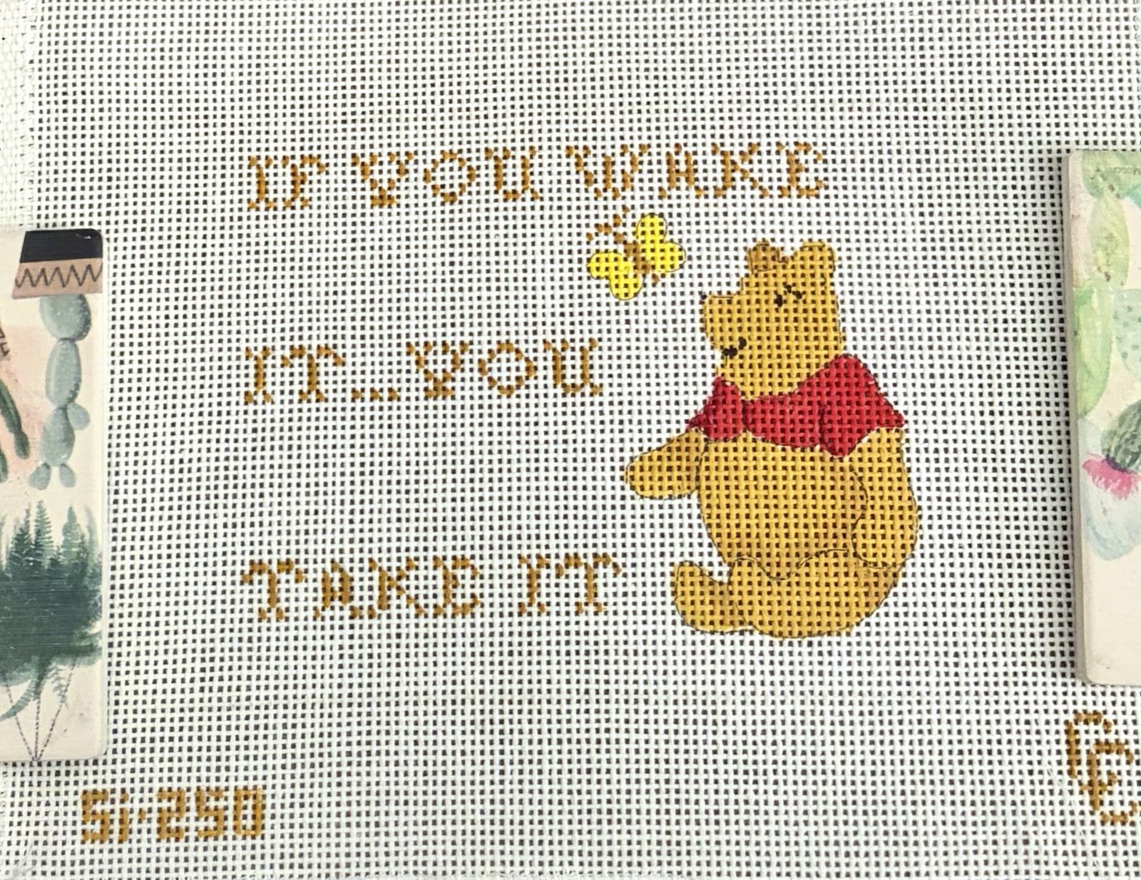Handpainted Needlepoint Canvas “If You Wake It You Take It” Baby Saying Lg Mesh