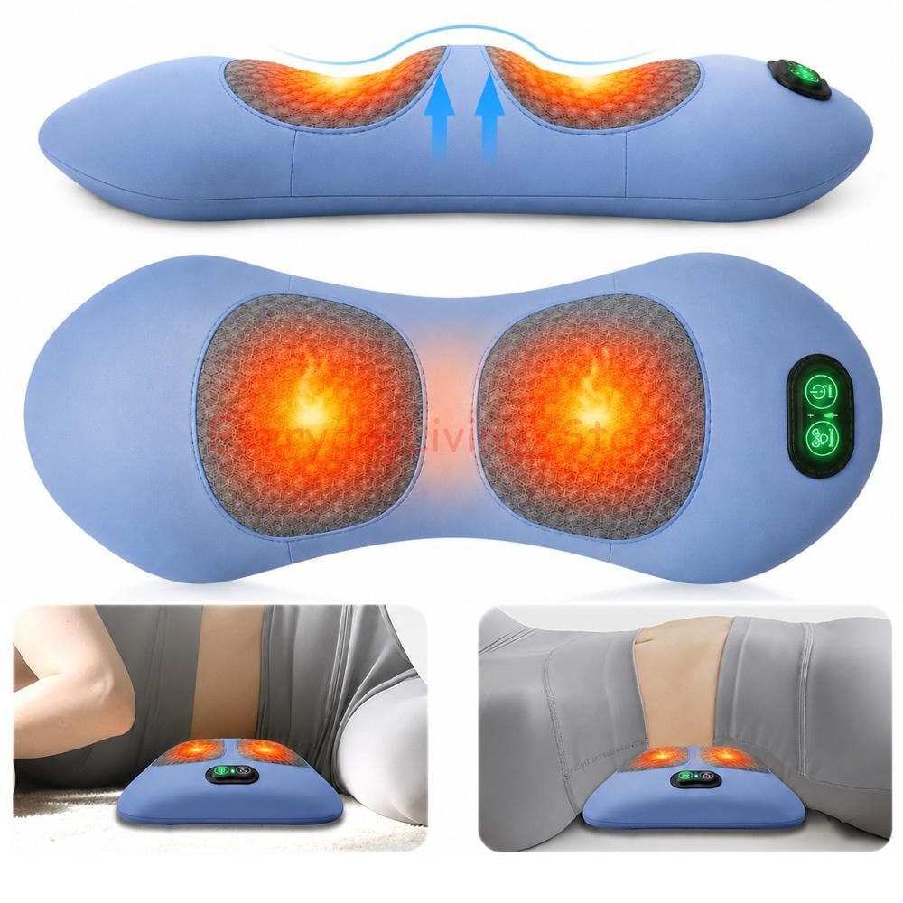 3-In-1 Electric Lumbar Support Pillow Smooth Spine Triple Fusion Back Massager