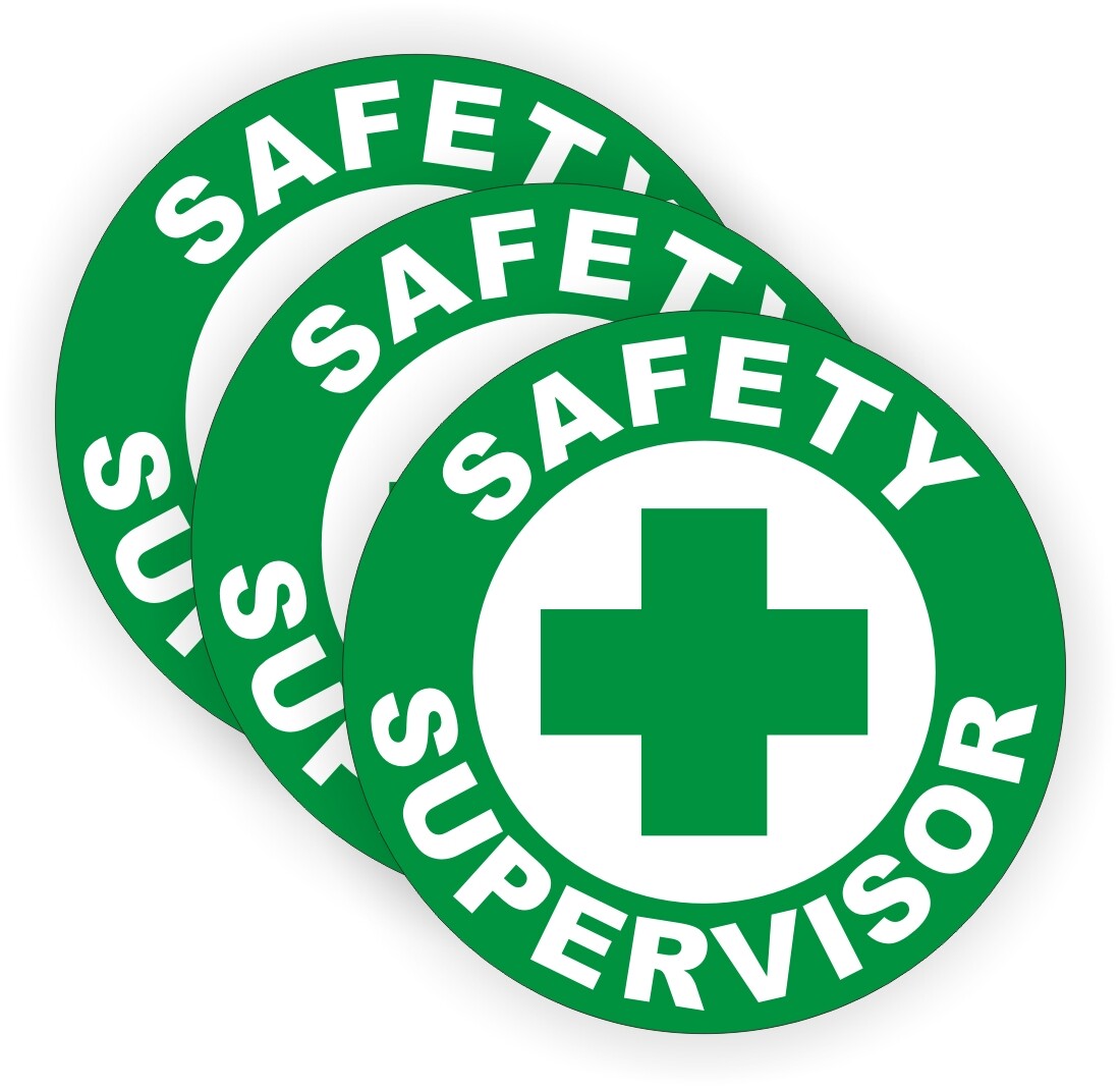 3-pack Safety Supervisor Hard Hat Stickers | Helmet Decals Labels Officer -GRN