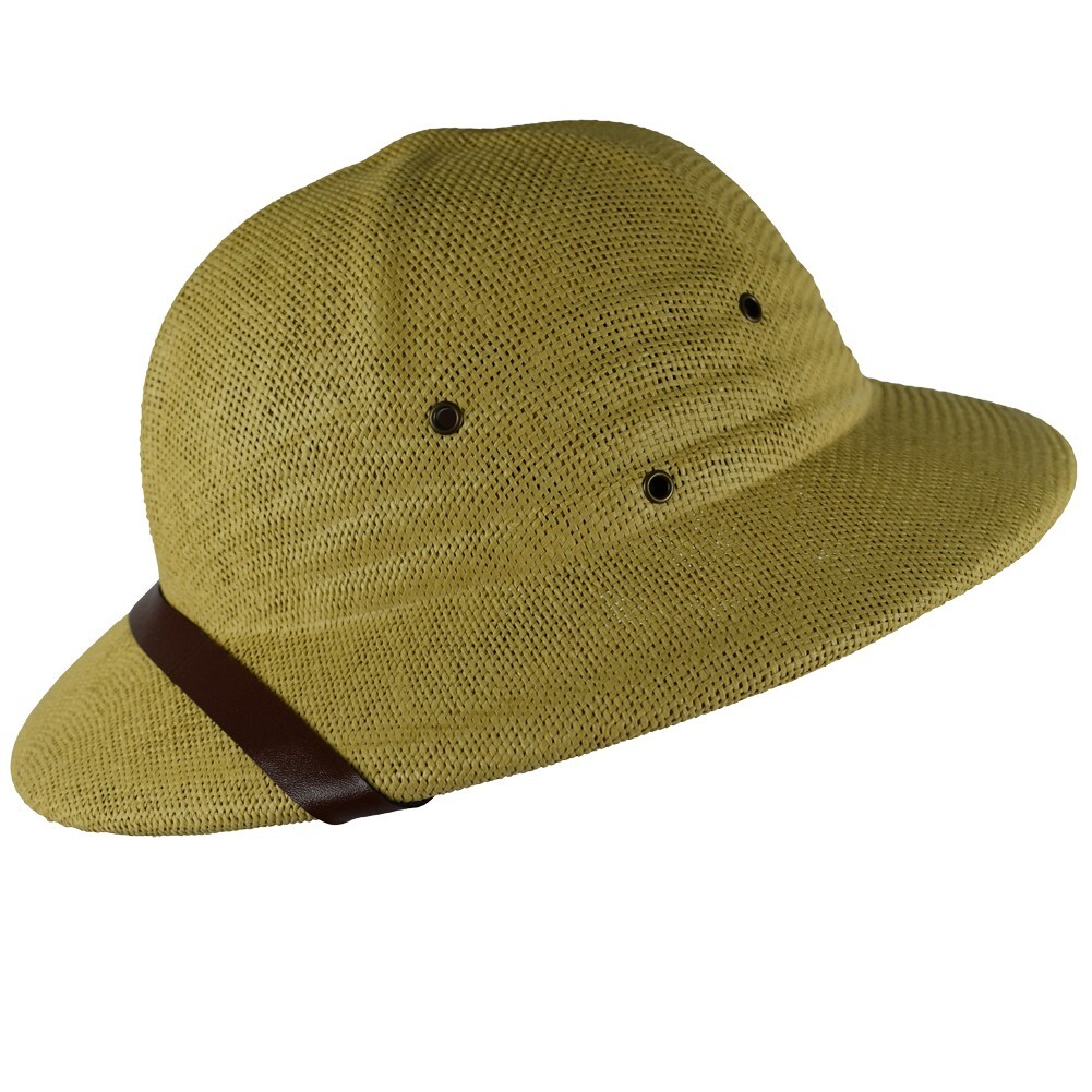 Pith Safari Jungle Helmet African Summer Hat with Sweatband Toyo Natural Khaki