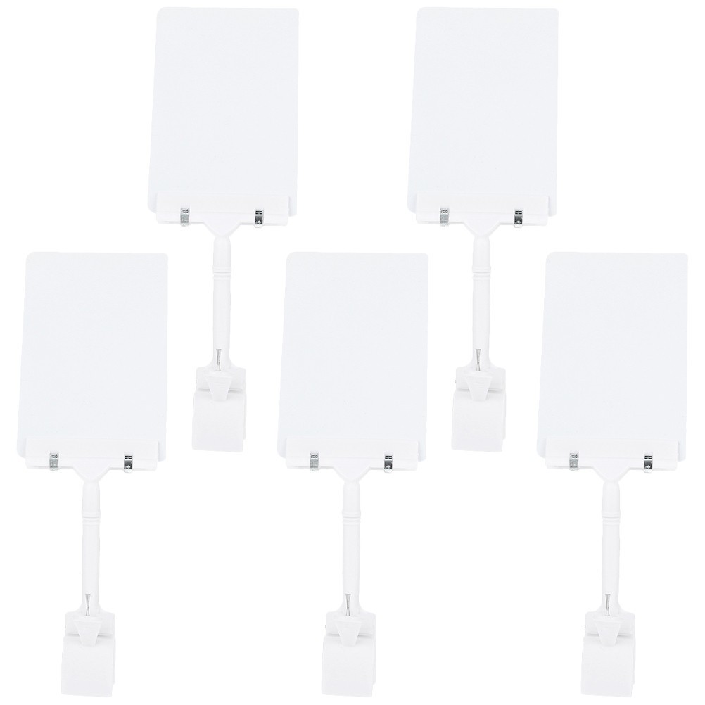 Professional Adjustable Price Display Stand Reusable PVC Metal Sign Holder White
