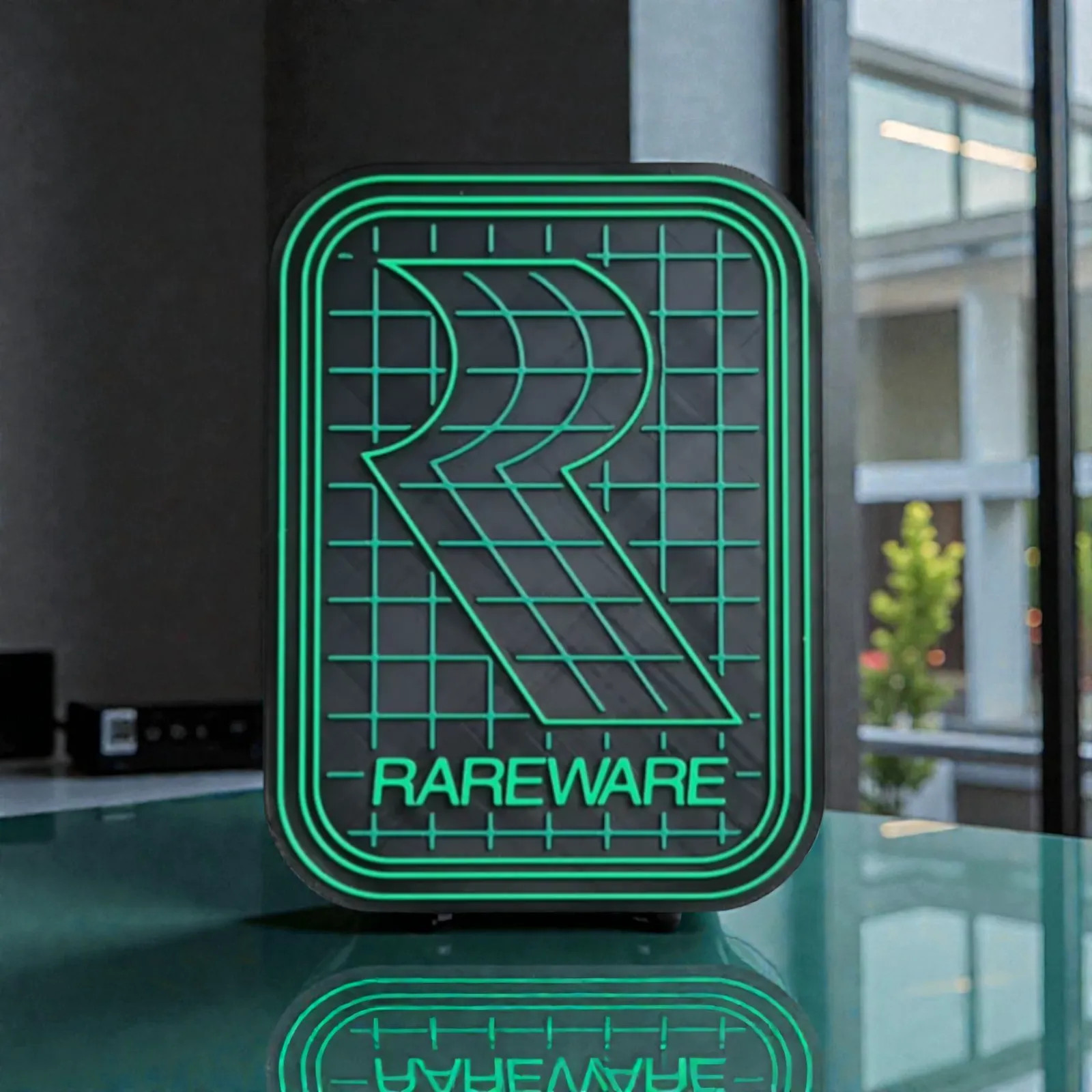 Rareware Sign R 3D Logo  Video Game Room Decor Collectible Green