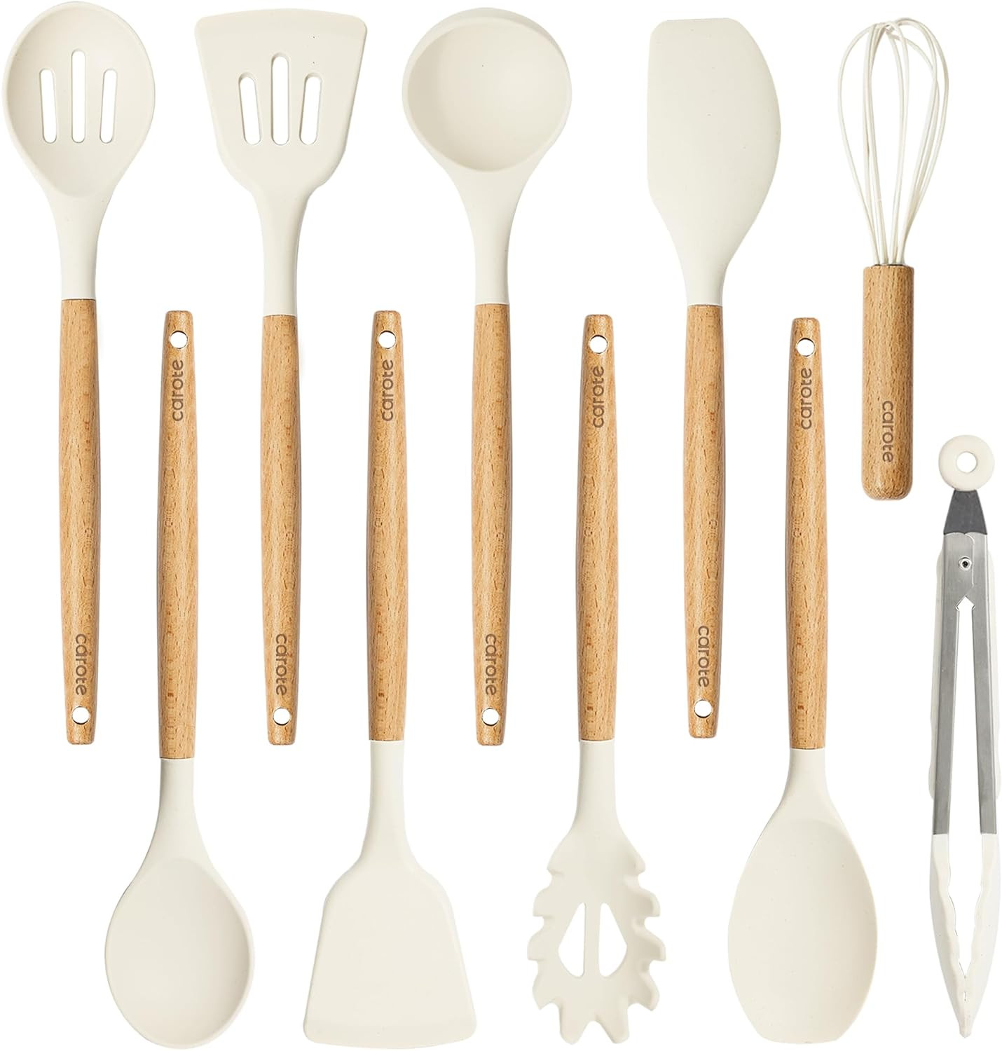 CAROTE Silicone Cooking Utensils Set, Kitchen Utensils Set 10 Pcs for Cooking, B