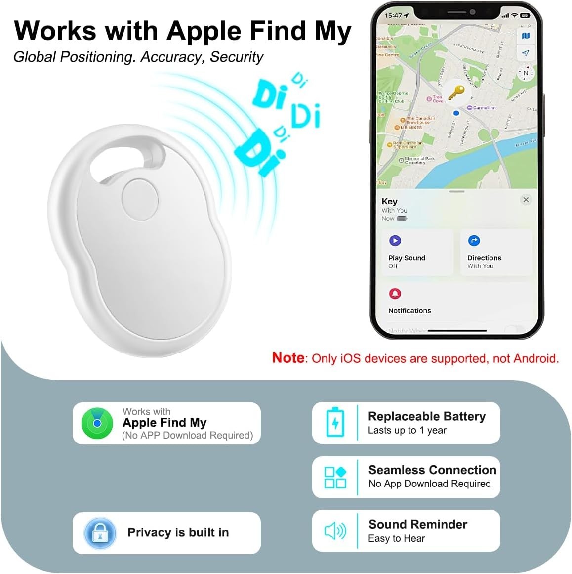 Air Tracker Tags-4 Pack [Apple MFi Certified] - Smart Bluetooth Tracker Tags
