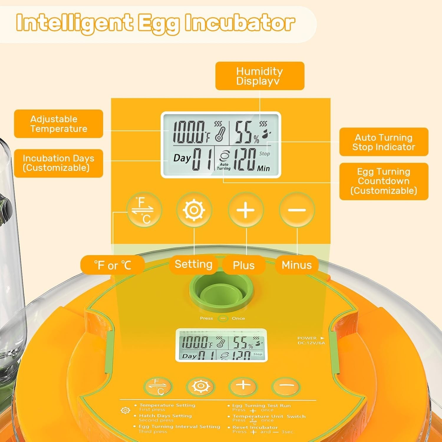18 Egg Incubators for Hatching Eggs, Egg Incubator Incubator with Automatic Turn