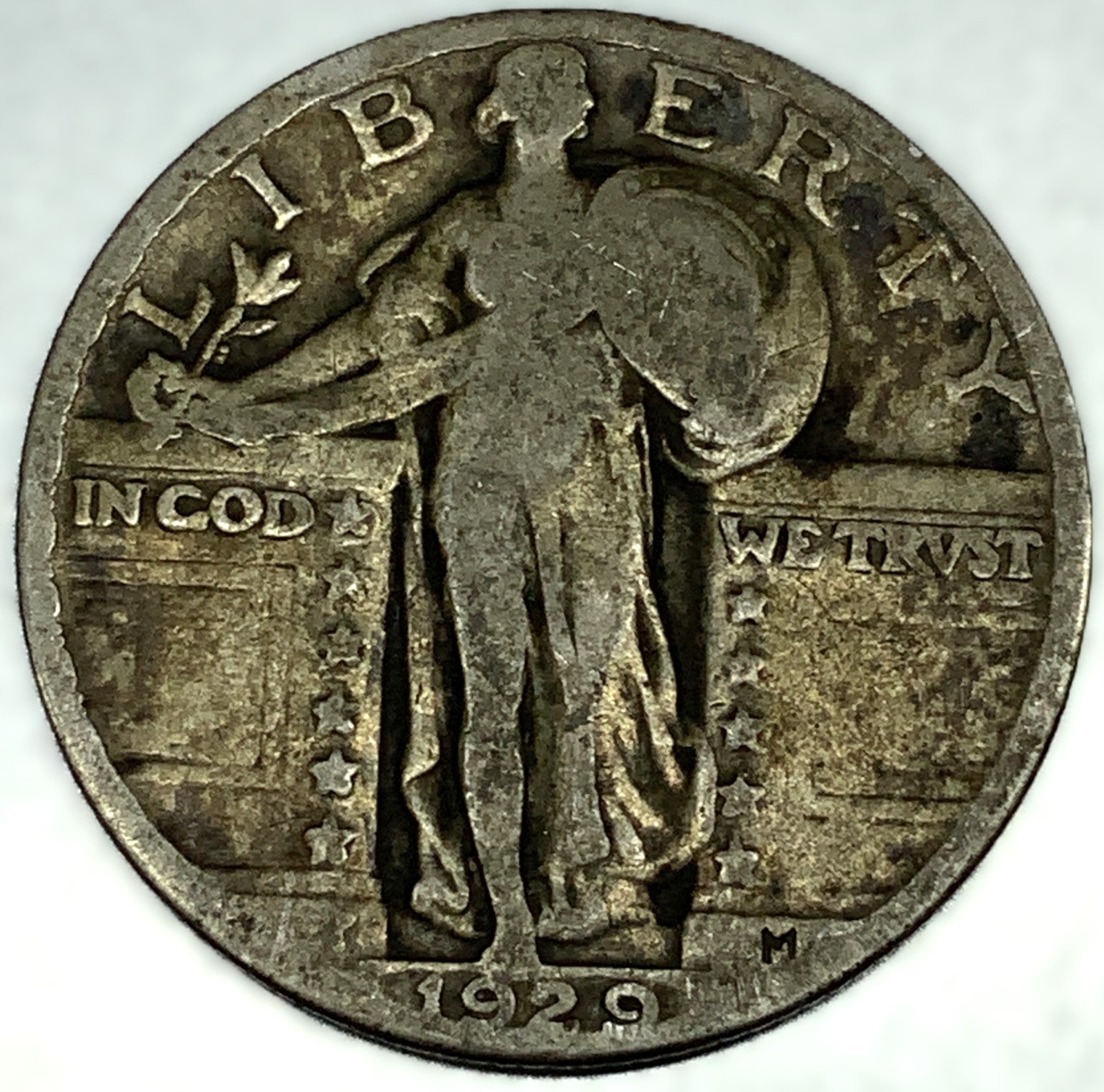1929-P Standing Liberty Silver Quarter FN Fine 25c Coin Free Shipping -4546