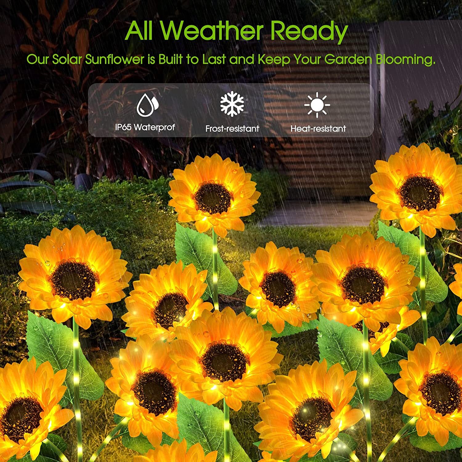 3 Sunflower Solar Stake Lights Waterproof Garden Yard Light Night Lights Decor