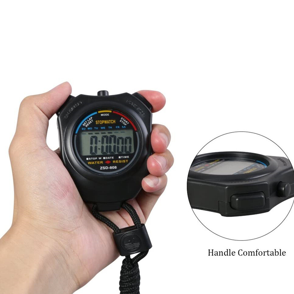 2PCS Handheld Digital Stopwatch Timer Outdoor Sports Training Timer Chronograph