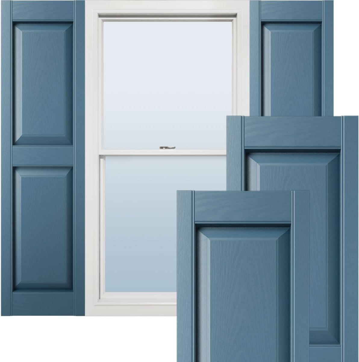 Custom Classic Blue Raised Panel Shutters - 14.5"W x 58"H (Pair)