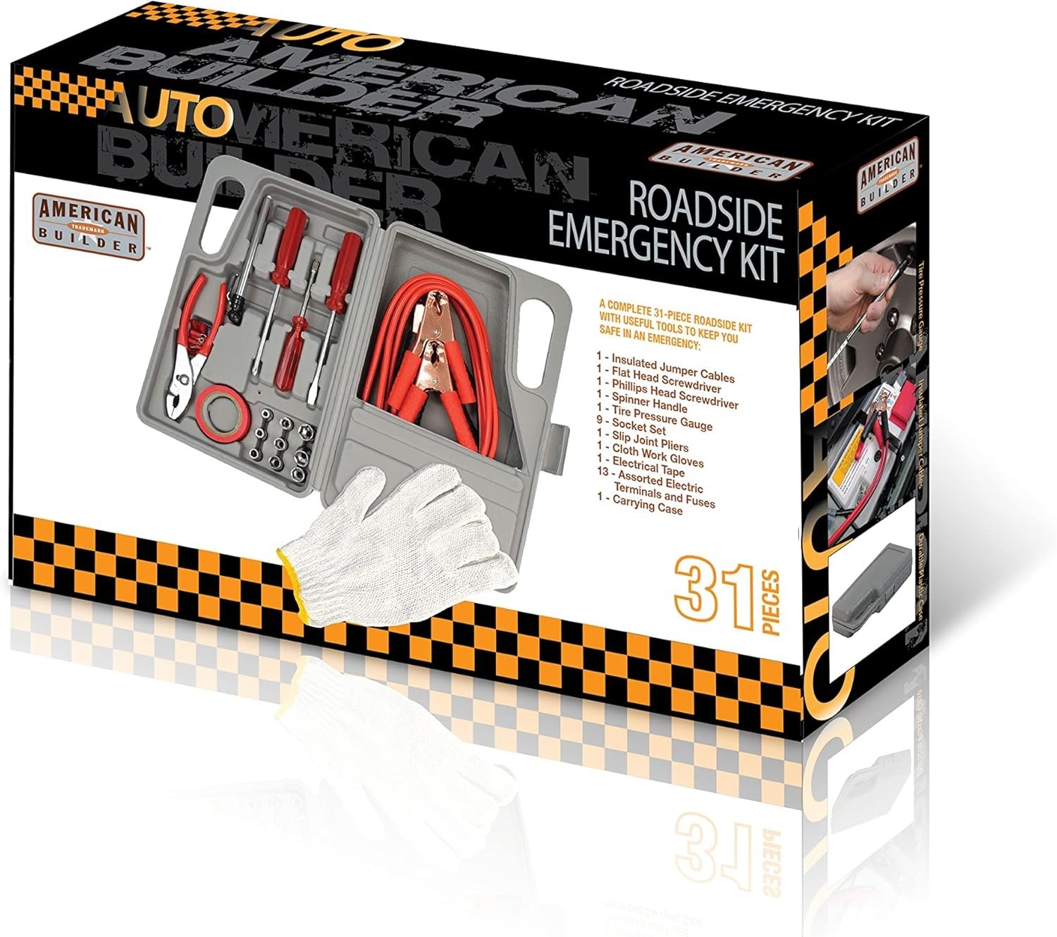 HW2194 Gray 31-Piece Auto Roadside Emergency Tool Kit