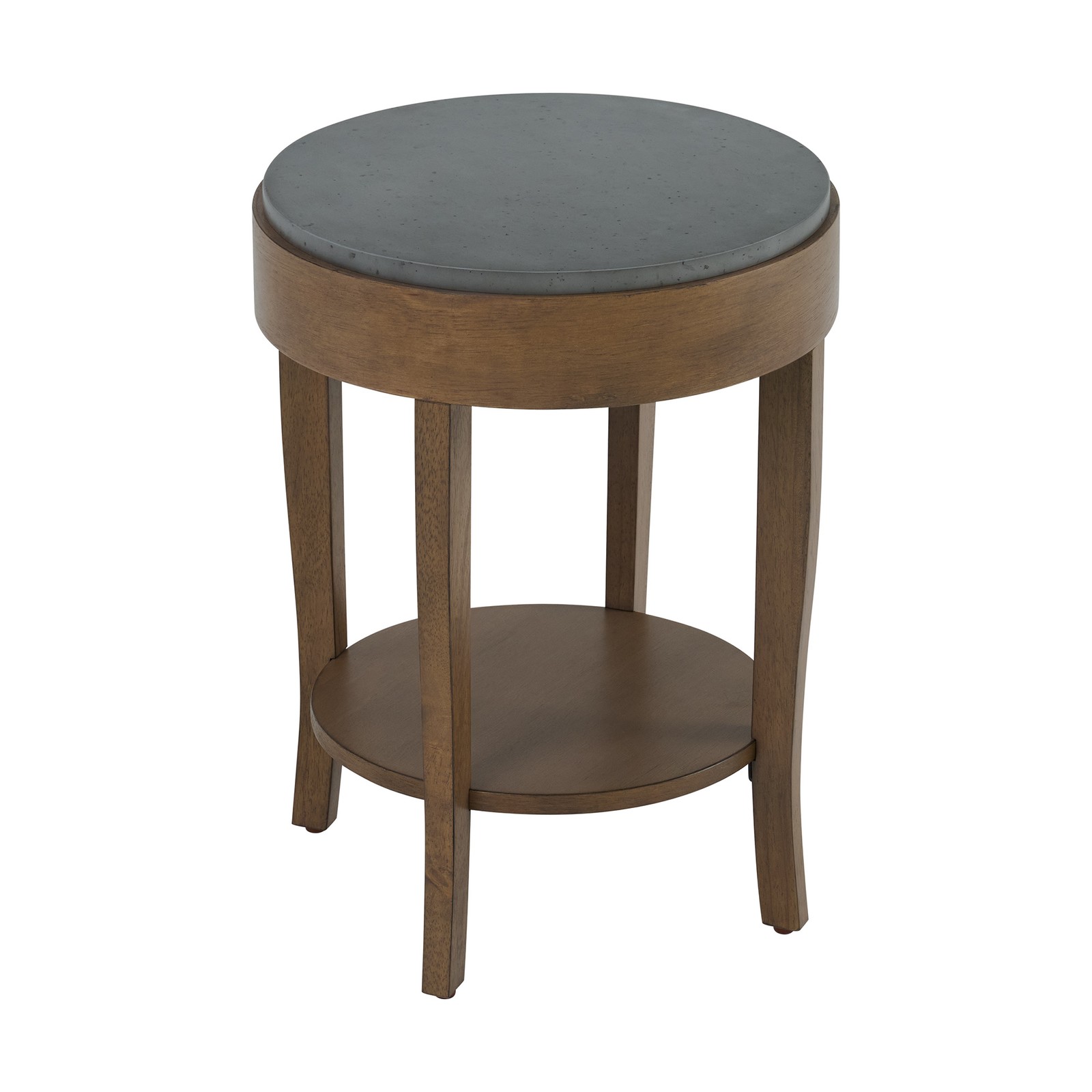 Solvar Round Wood Brown Base and Gray Top Accent End Table