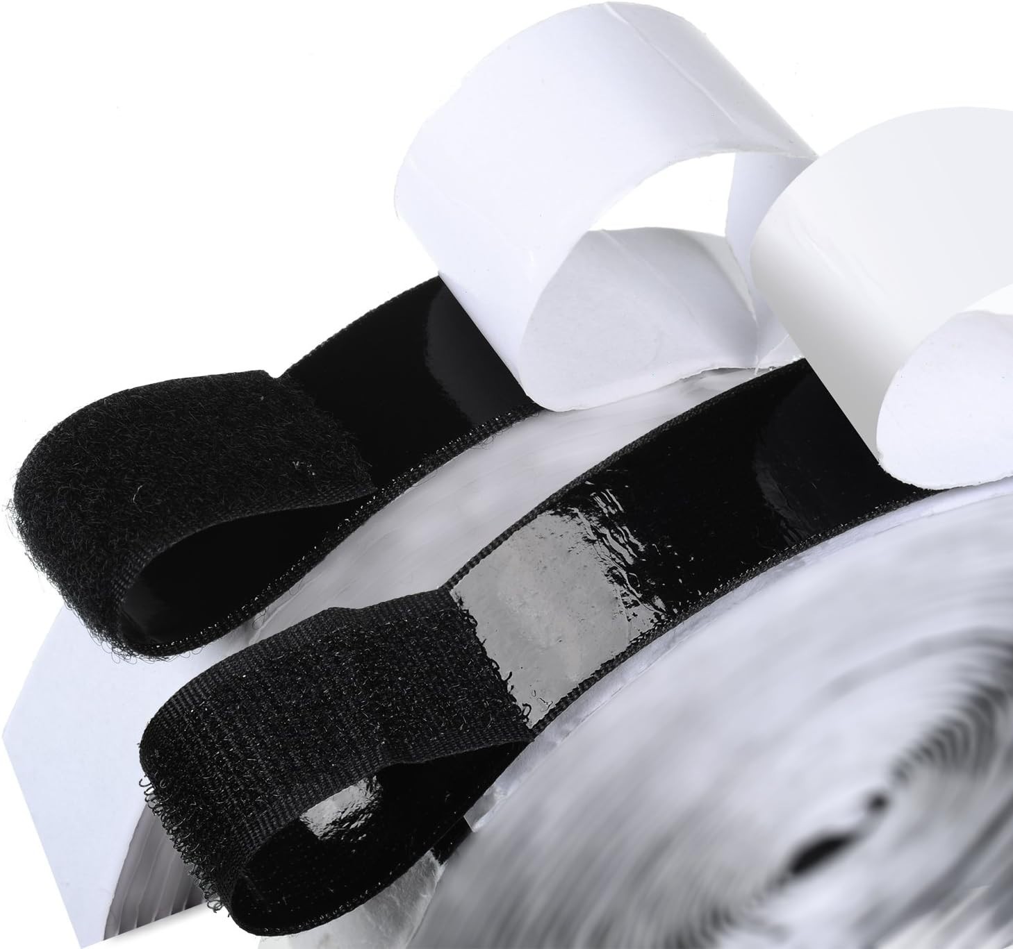 Versatile 16FT Hook and Loop Strips with Strong Adhesive - Black Nylon