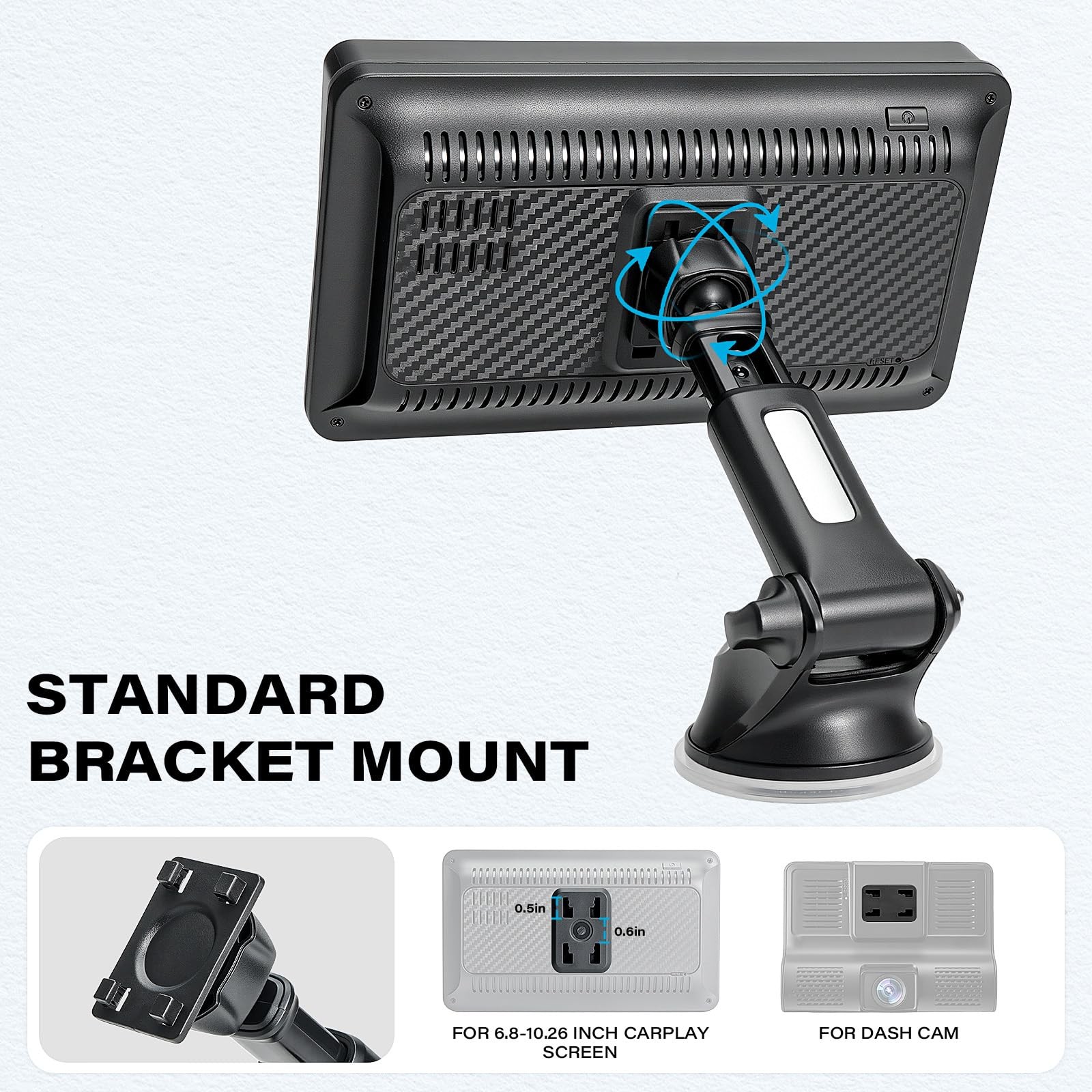 1Zero Replacement CarPlay Suction Mount with Extension Arm for 7-11 Inch