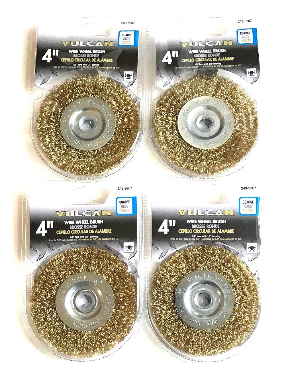 4 VULCAN 4" WIRE WHEEL BRUSH BRUSHES COARSE WHEELS FOR BENCH GRINDER 9267