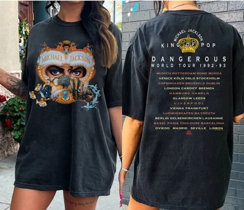 Vintage 90s MJ 1992-1993 Dangerous World Tour Shirt, 2 sided tshirt