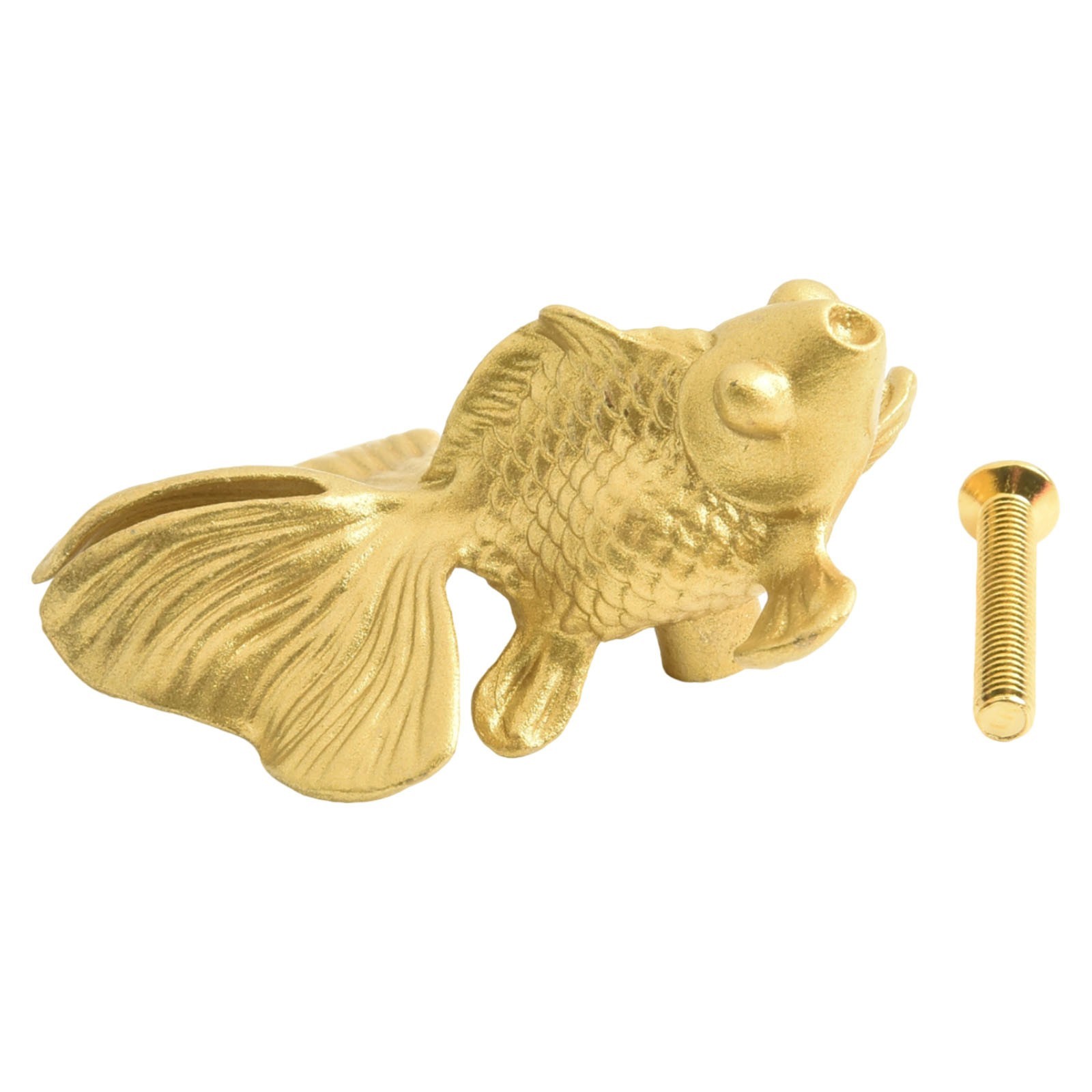 Vibrant Goldfish Cabinet Drawer Knobs Solid Brass Material Stylish Handle