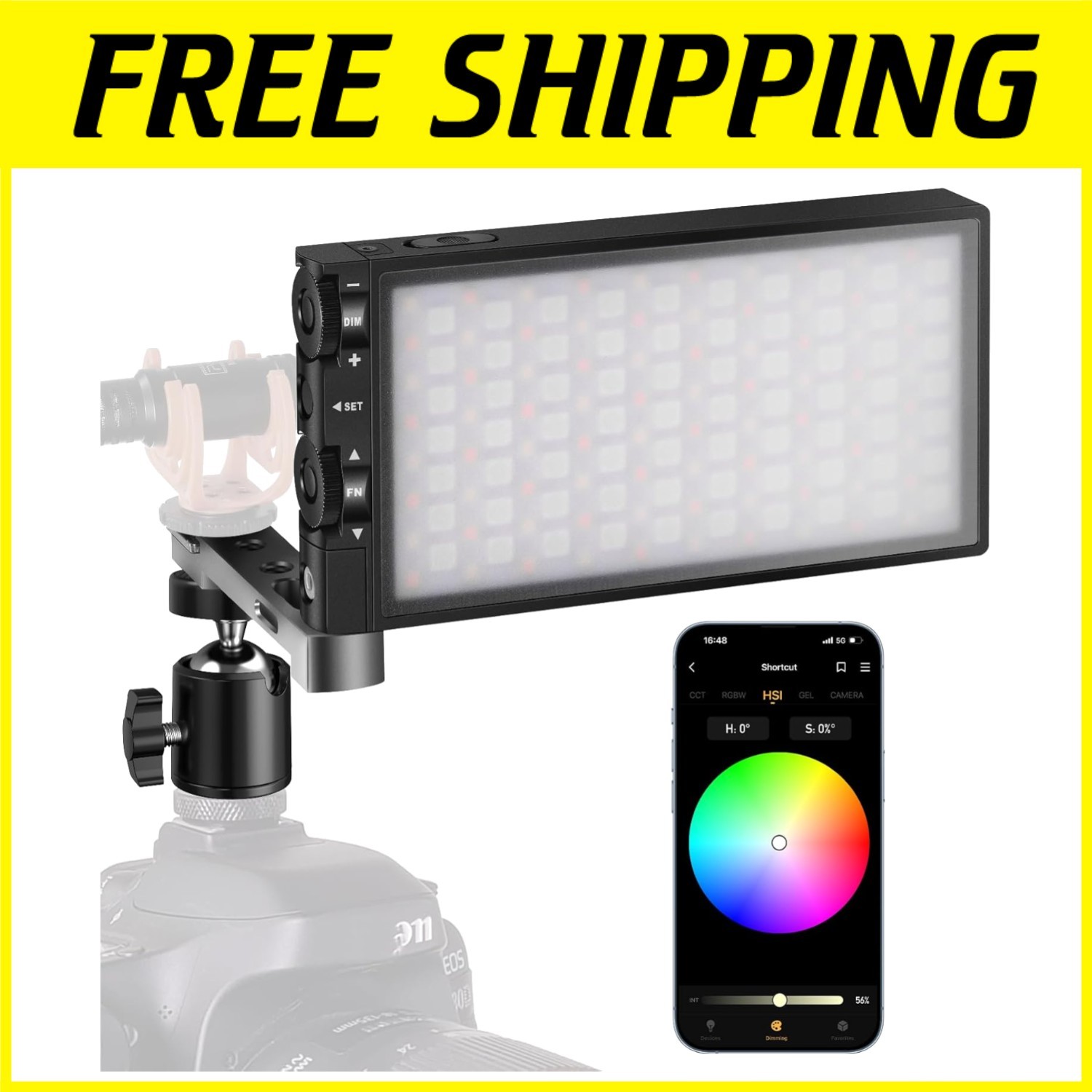 Portable 12W LED Camera Light, 10 Lighting Effects, CRI≥97