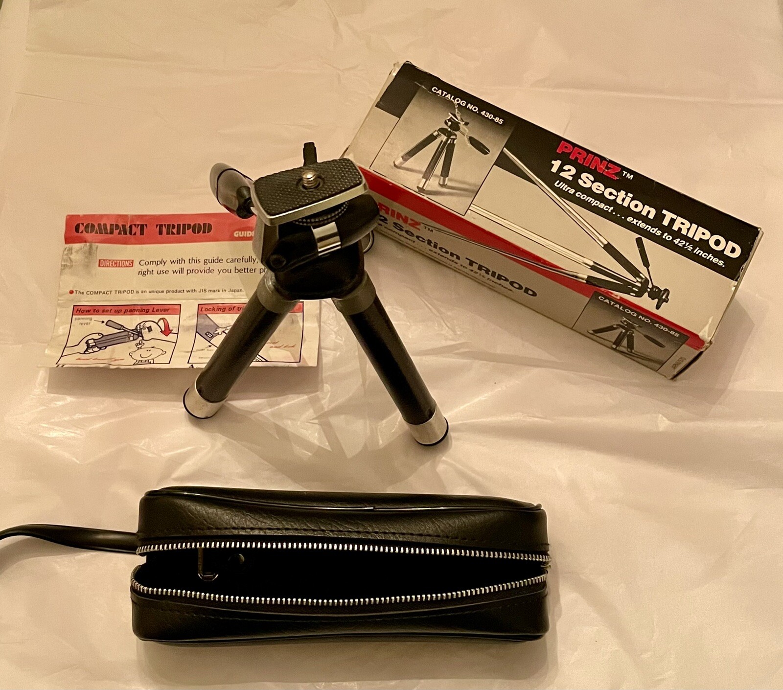 PRINZ 430-85 TELESCOPING TRIPOD 42  1/2” Made in Japan Med Duty Compact VTGRead