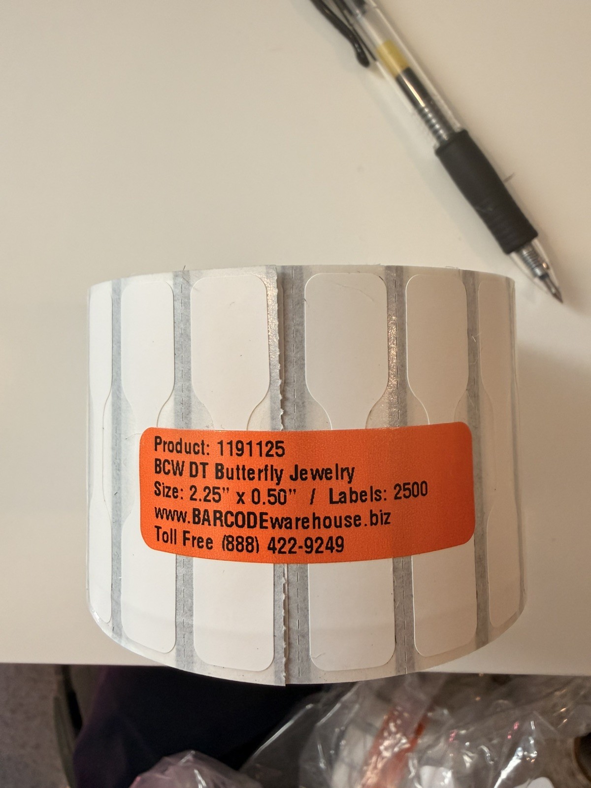 Thermal Butterfly Jewelry Paper Labels 2.25" X 0.50" - 3 Rolls