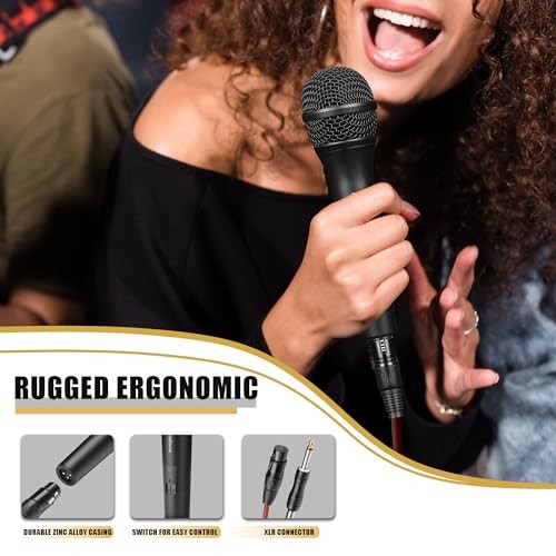 Professional Dynamic Microphone for Singing Karaoke Microphone with 16ft Black