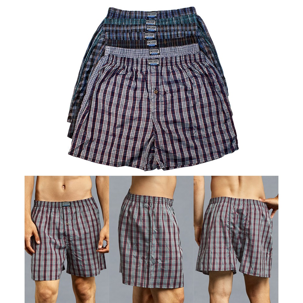 12 Lot Mens Knocker Boxers Trunk Plaid Shorts Underwear Cotton Briefs 3XL 50-52