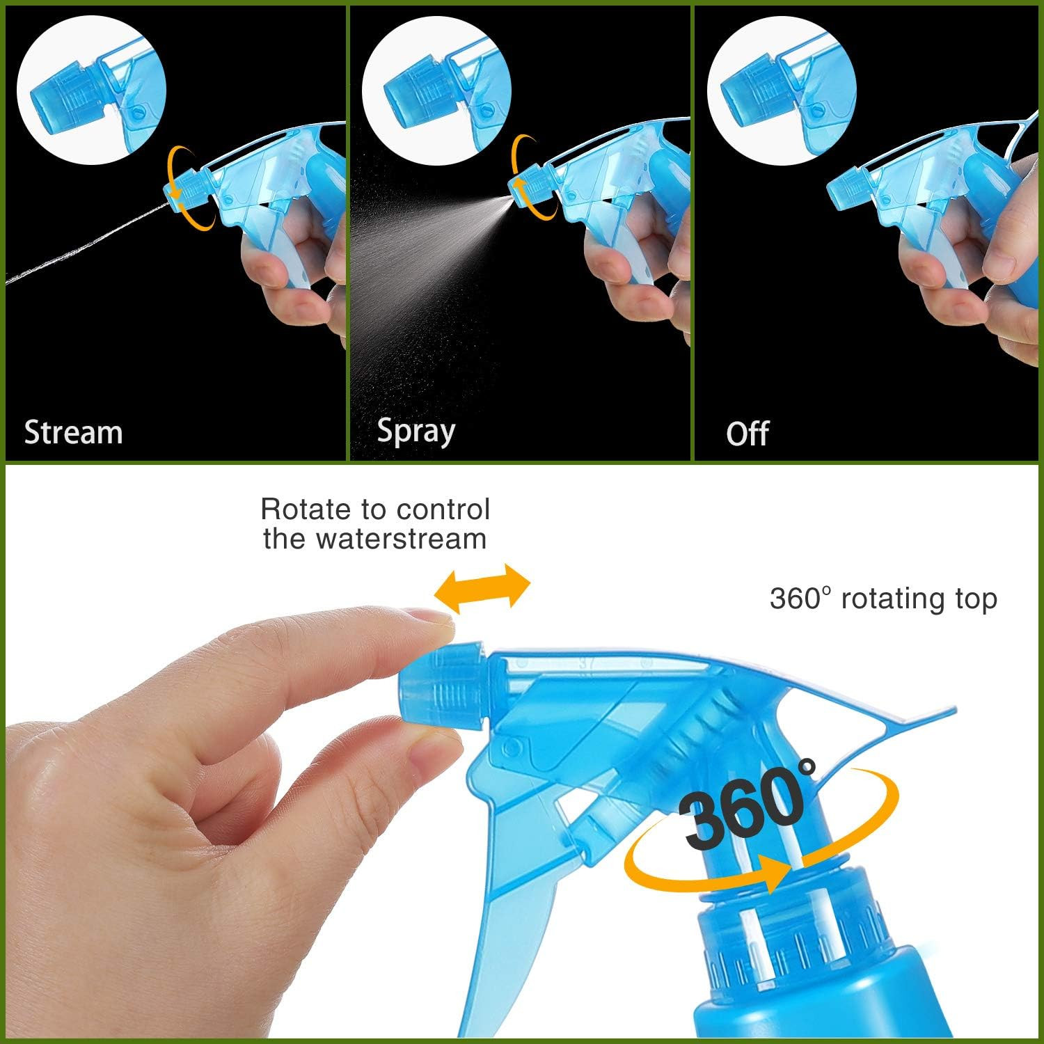 8 Oz Empty Plastic Spray Bottles with Adjustable Nozzle - Durable Trigger Spraye