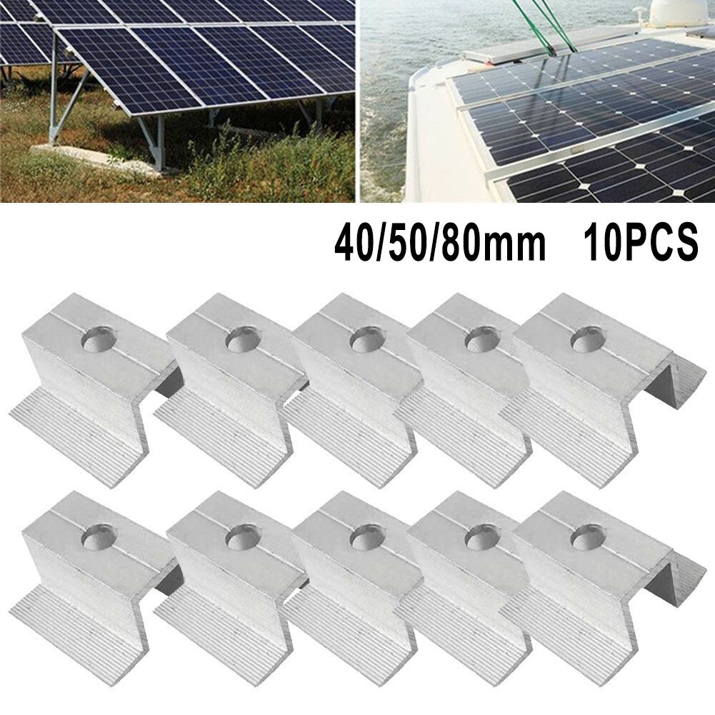 10Pcs Solar Middle Clamp PV For Frame Height 25-50MM Aluminum Alloy Solar for