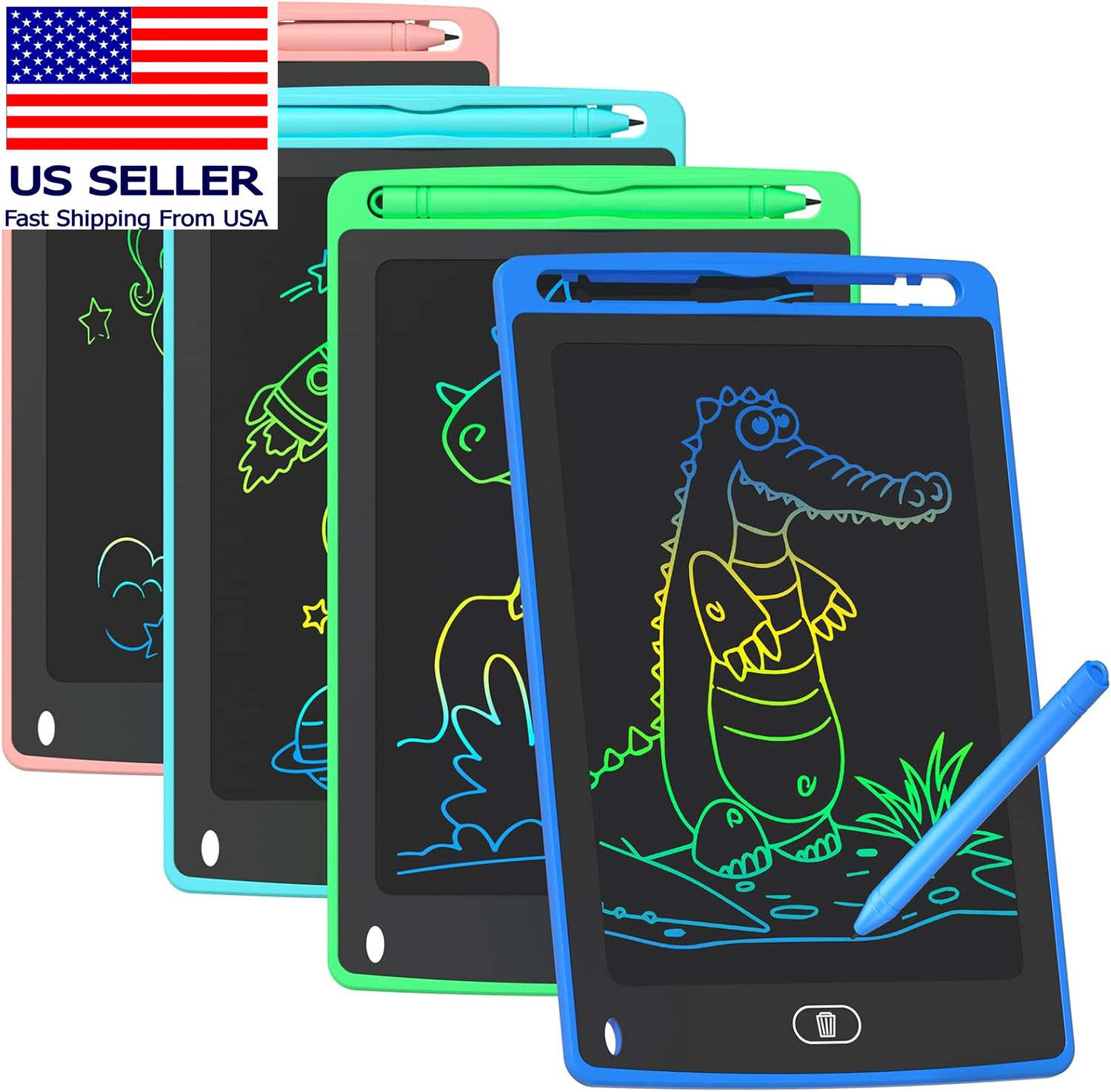 4 Pack LCD Writing Tablet for Kids, 8.5 Inch Colorful Doodle Board Drawing Table
