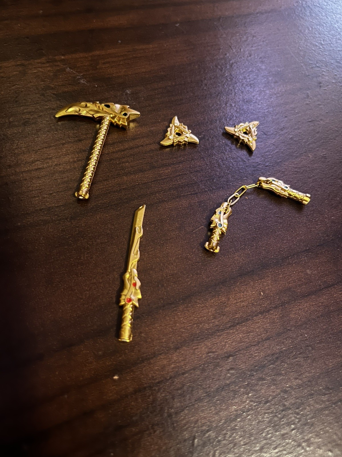 Custom Ninjago 4 Golden Elemental Weapons ( Minifigures Not incuded)