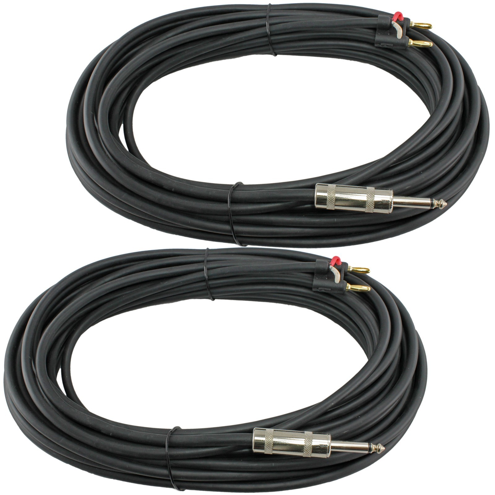 2 LOT pack pair foot 50 ft foot feet 1/4 to banana pro audio speaker cable cords